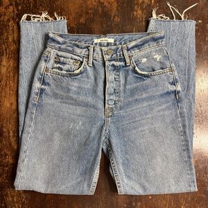 GRLFRND Karolina High Rise Straight Crop Denim Jean